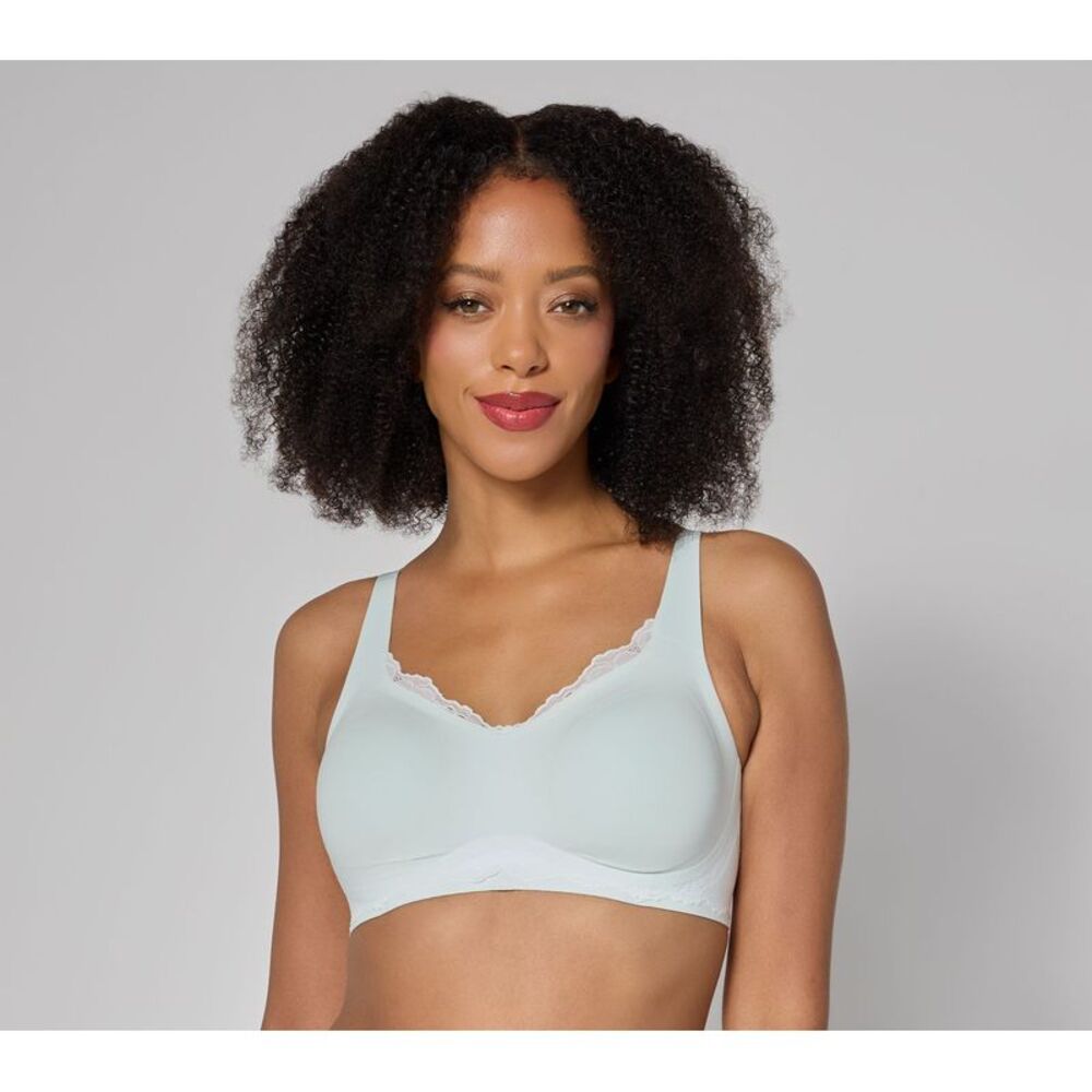 Gloria Vanderbilt Women's Bra Sz L Lace Beyond Seamless Wirefree Gray A711596